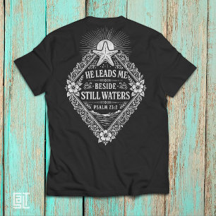 Hij leidt me langs stille wateren Psalm 23:2 Chris T-shirt