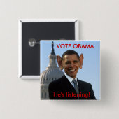 Hij luistert vierkante button 5,1 cm (Voorkant /achterkant)