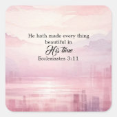 Hij maakte alles mooie Waterverf zonsondergang Vierkante Sticker (Voorkant)