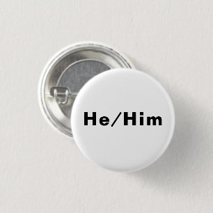 Hij, man en vrouw Pronouns Lgbetq pride zwart wit Ronde Button 3,2 Cm