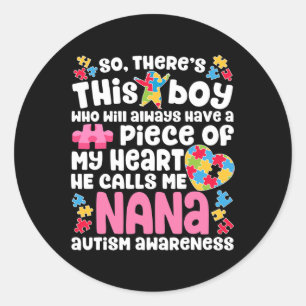 Hij noemt me Nana Autism Awarenes Ronde Sticker