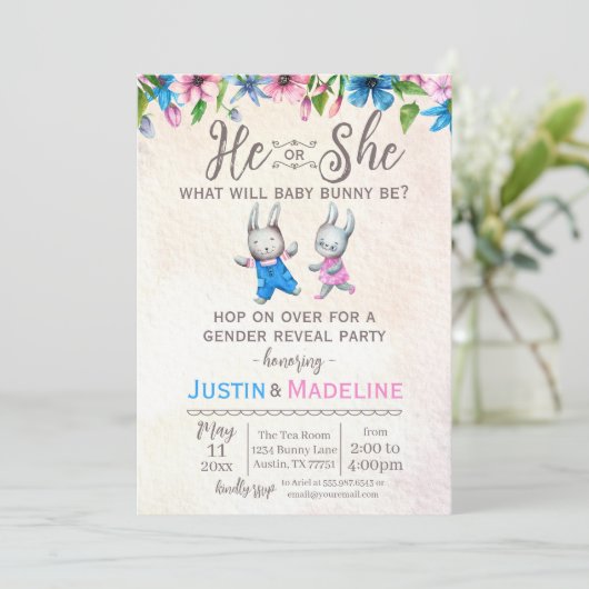 Hij of zij Baby Bunny Gender Reopenbaart zich Kaart (Staand voorkant)