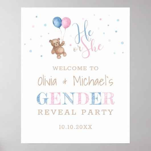 Hij of zij Baby Gender onthullen Party Welcome Pos Poster (Voorkant)
