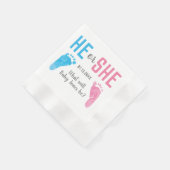 Hij of zij Baby Gender Reveal Footprints Party Servet (Hoek)