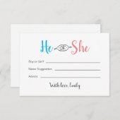 Hij of zij Baby gender reveal Kaart Notitiekaartje (Voorkant / Achterkant)