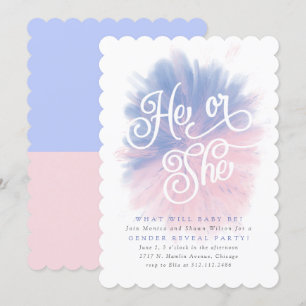 Hij of zij Baby Gender Reveal Party Bomb Invitatio Kaart