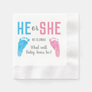 Hij of zij Baby Gendergelijkheid onthult voetafdru Servet