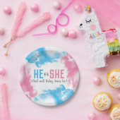 Hij of zij Baby Geslacht Rook Bomb Papieren Bordje (Feest)