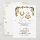 Hij of zij Baby Kleding Gouden Kerst Genderonthull Kaart (Voorkant / Achterkant)