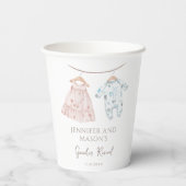 Hij of zij babykleding Geslacht onthullen papieren Papieren Bekers (Achterkant)