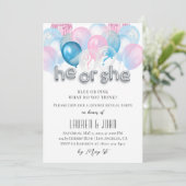 Hij of zij Ballon Gender Reopenbaart Uitnodiging (Staand voorkant)