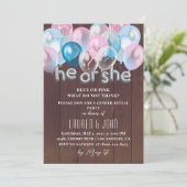 Hij of Zij Ballon Geslacht Reveal Uitnodiging (Staand voorkant)