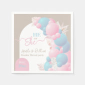 Hij of Zij Ballon Modern Gender reveal party Servet (Voorkant)