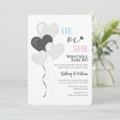 Hij of zij ballonthema minimalistische genderonthu kaart (Staand voorkant)