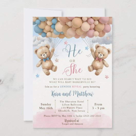 Hij of zij Beer Baby shower uit te nodigen, kunnen Kaart (Voorkant)