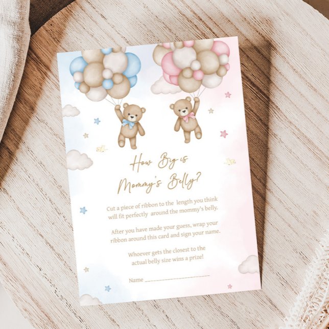 Hij of Zij Beer Geslacht Onthulling Hoe Groot Spel (Bear Balloon He or She Gender Reveal Game)