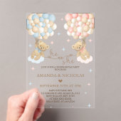 Hij of zij Beer geslachtsonthulling Acryl Uitnodigingen (Insitu (Draagbaar))