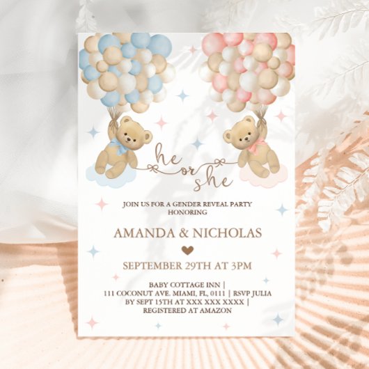 Hij of zij Beer thema genderonthulling Kaart