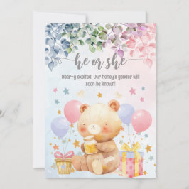 Hij of zij Beer-y opgewonden gender onthullen Baby Kaart