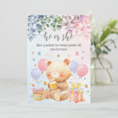 Hij of zij Beer-y opgewonden gender onthullen Baby Kaart (Staand voorkant)