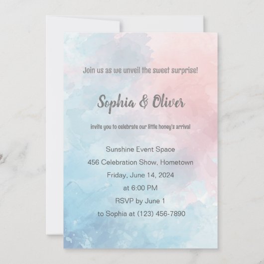 Hij of zij Beer-y opgewonden gender onthullen Baby Kaart (Achterkant)