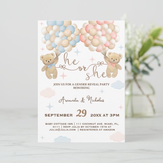 Hij of zij Beren geslachtsonthulling Kaart (Staand voorkant)