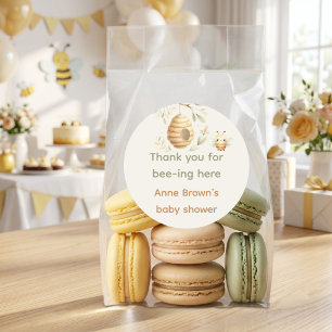 Hij of Zij Bij-zijn Hier Favor Baby Shower Ronde Sticker