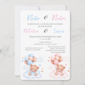 Hij of zij Blauw of Roze Genderonthulling Uitnodig Kaart (Voorkant)