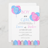 Hij of zij Blauw of Roze Genderonthulling Uitnodig Kaart (Voorkant / Achterkant)