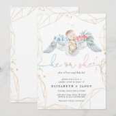 Hij of zij Blauw Roze Angel Glitter Gender onthull Kaart (Voorkant / Achterkant)