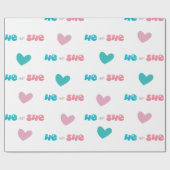 Hij of zij Blauw Roze Gender Reveal Party Cadeaupapier (Vlak)
