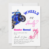 Hij of zij Blauwe Roze Wielen of Hakken Gender Rev Kaart (Voorkant)