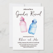 Hij of zij Blue en Pink Baby Bottle Gender Reveal Kaart (Voorkant)