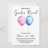 Hij of zij Blue en Pink Balloon Gender Reveal Kaart (Voorkant)