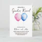 Hij of zij Blue en Pink Balloon Gender Reveal Kaart (Staand voorkant)