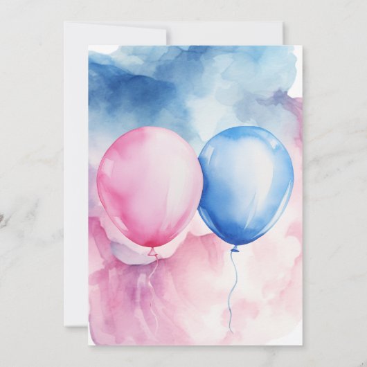 Hij of zij Blue en Pink Balloon Gender Reveal Kaart (Achterkant)