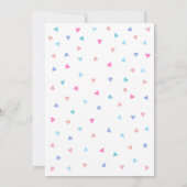 Hij of zij Blue Pink Hearts Gender Reveal Party Kaart (Achterkant)