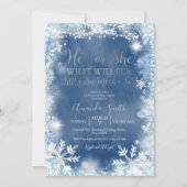 Hij of zij Blue Silver Snowflakes Gender onthullin Kaart (Voorkant)