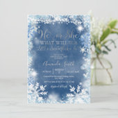 Hij of zij Blue Silver Snowflakes Gender onthullin Kaart (Staand voorkant)