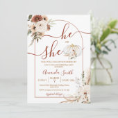 Hij of zij Boho Arch Pumpkin Gender onthult Invita Kaart (Staand voorkant)