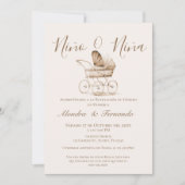 Hij of zij Boho Baby Stroller Gender Reveal Invita Kaart (Voorkant)