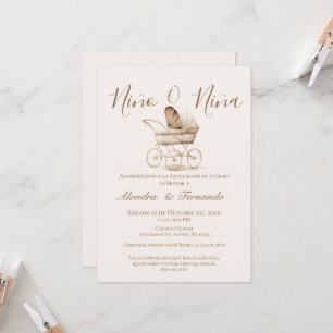 Hij of zij Boho Baby Stroller Gender Reveal Invita Kaart