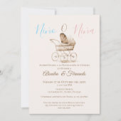 Hij of zij Boho Baby Stroller Gender Reveal Invita Kaart (Voorkant)