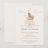 Hij of zij Boho Baby Stroller Gender Reveal Invita Kaart (Voorkant / Achterkant)