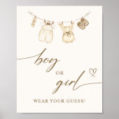 Hij of zij Boho Babykleding Genderonthulling Poster (Voorkant)