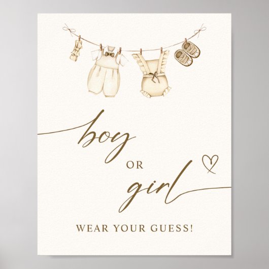 Hij of zij Boho Babykleding Genderonthulling Poster (Voorkant)