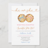 Hij of zij boog pompoentaart gender reveal gingham kaart (Voorkant)