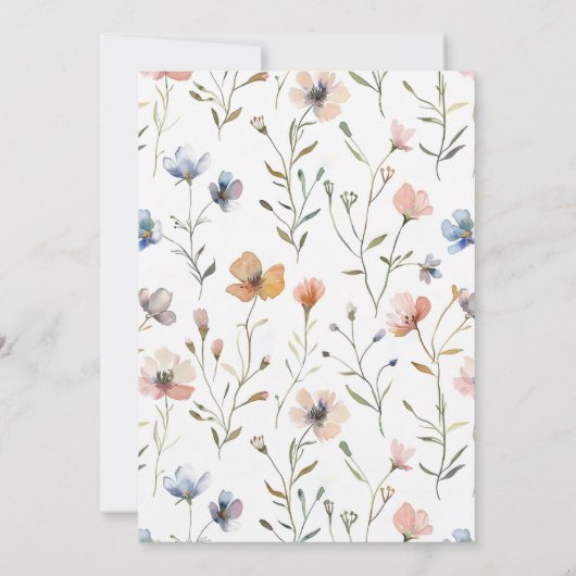 Hij of zij botanische waterverf, lente wilde bloem kaart (Achterkant)