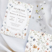 Hij of zij botanische waterverf, lente wilde bloem kaart