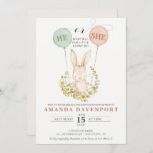 Hij of zij Bunny Balloons sekse onthult uitnodigin